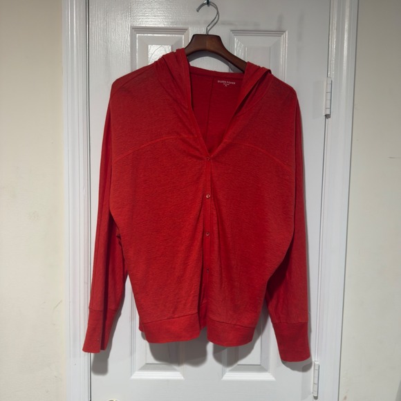 Eileen Fisher Tops - Eileen Fisher Firefly Orange Linen Jersey Hoodie‎ XL